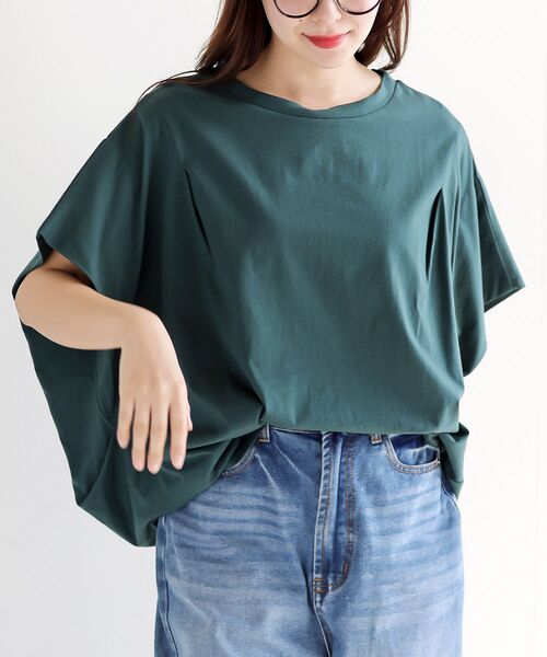 rps(アールピーエス)の「ドルマンカットTee(Tシャツ/カットソー・レディース・チャコールグレー/ブラック/オフホワイト/グレイッシュベージュ/ブルーグリーン/ブルー・M/フリー)」の6枚目の写真
