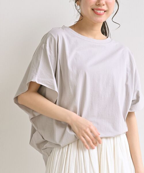 rps(アールピーエス)の「ドルマンカットTee(Tシャツ/カットソー・レディース・チャコールグレー/ブラック/オフホワイト/グレイッシュベージュ/ブルーグリーン/ブルー・M/フリー)」の4枚目の写真