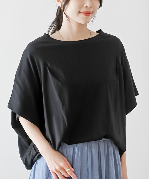 rps(アールピーエス)の「ドルマンカットTee(Tシャツ/カットソー・レディース・チャコールグレー/ブラック/オフホワイト/グレイッシュベージュ/ブルーグリーン/ブルー・M/フリー)」の3枚目の写真