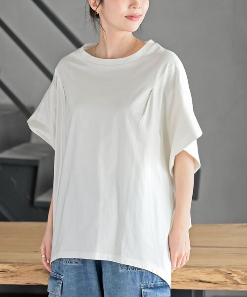 rps(アールピーエス)の「ドルマンカットTee(Tシャツ/カットソー・レディース・チャコールグレー/ブラック/オフホワイト/グレイッシュベージュ/ブルーグリーン/ブルー・M/フリー)」の11枚目の写真