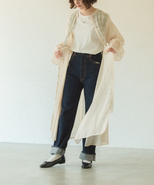 idem（イデム）の「check sheer muse onepiece/チェックシアー切替ワンピース（ワンピース・レディース・ネイビー/アイボリー・FREE）」の16枚目の写真