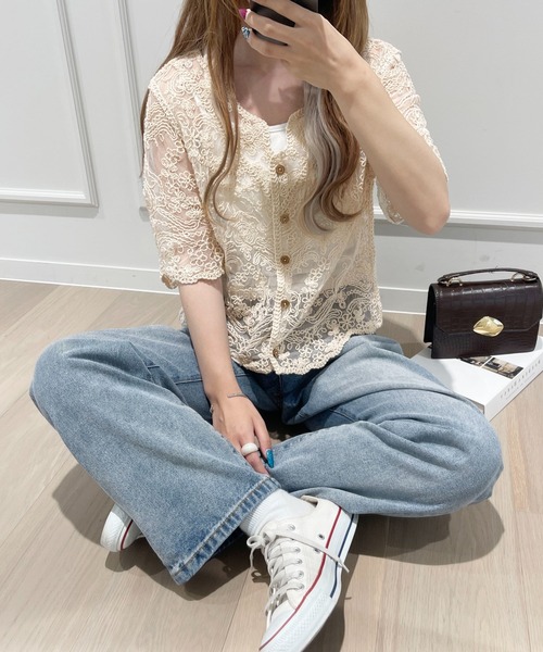PairPair（ペアペア）の「チュールレースブラウス（シャツ/ブラウス・レディース・ライトベージュ・フリー）」の3枚目の写真