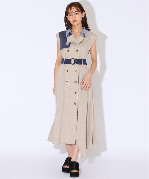 REDYAZEL（レディアゼル）の「カラーブロックノースリトレンチ