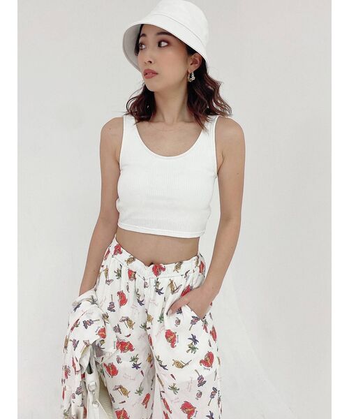 GYDA（ジェイダ）の「テレコBACKクロスOPENビスチェ（タンクトップ・レディース・ブラック/オフホワイト・FREE）」の9枚目の写真