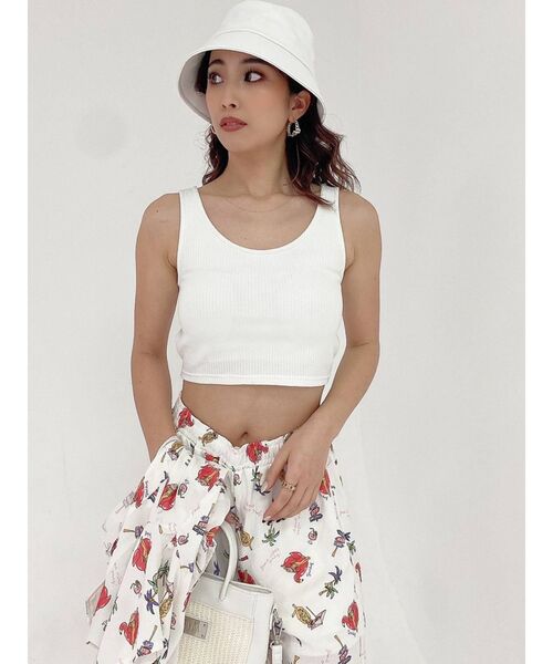 GYDA（ジェイダ）の「テレコBACKクロスOPENビスチェ（タンクトップ・レディース・ブラック/オフホワイト・FREE）」の3枚目の写真