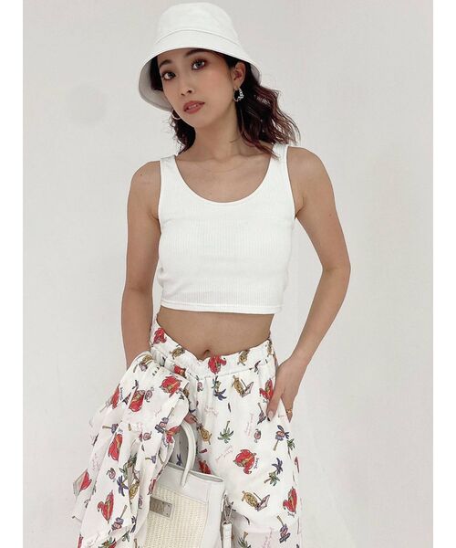 GYDA（ジェイダ）の「テレコBACKクロスOPENビスチェ（タンクトップ・レディース・ブラック/オフホワイト・FREE）」の15枚目の写真