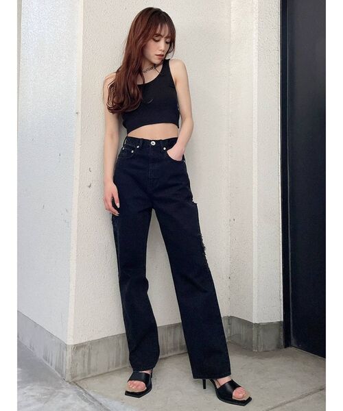 GYDA（ジェイダ）の「テレコBACKクロスOPENビスチェ（タンクトップ・レディース・ブラック/オフホワイト・FREE）」の7枚目の写真