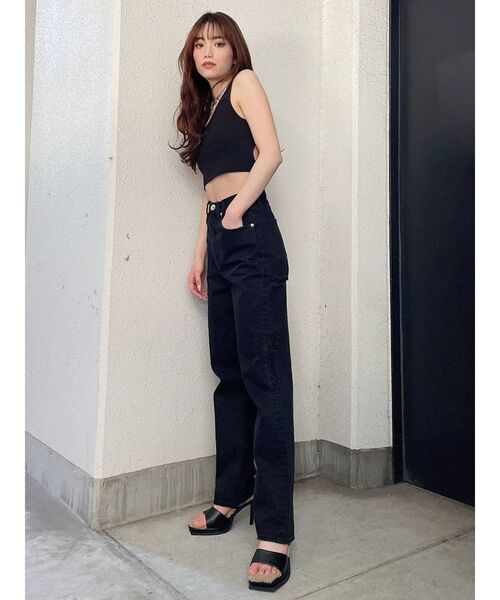 GYDA（ジェイダ）の「テレコBACKクロスOPENビスチェ（タンクトップ・レディース・ブラック/オフホワイト・FREE）」の19枚目の写真