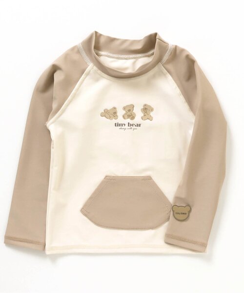 apres les cours(アプレレクール)の「tiny bear ラッシュガード_UVカット(ラッシュガード・キッズ・ベージュ・90/100/80)」の1枚目の写真