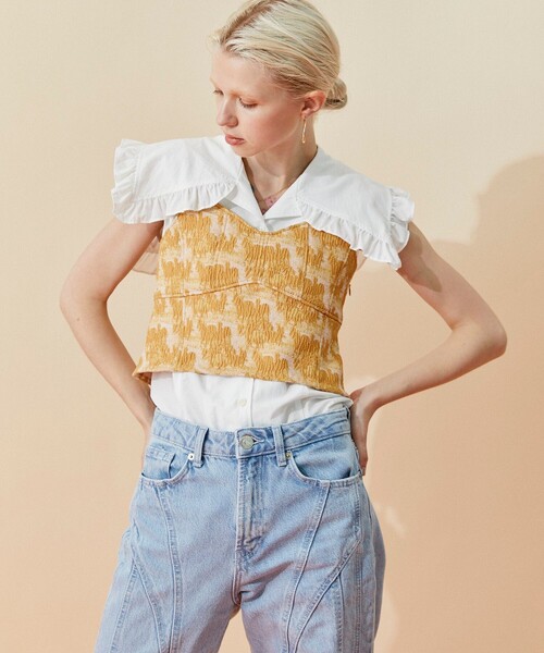 INella(イネラ)の「【INella/イネラ】フリルオープンカラーシャツ(シャツ/ブラウス・レディース・ホワイト/ラベンダー/ブラック・FREE)」の5枚目の写真