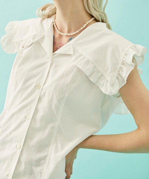 INella(イネラ)の「【INella/イネラ】フリルオープンカラーシャツ(シャツ/ブラウス・レディース・ホワイト/ラベンダー/ブラック・FREE)」の11枚目の写真