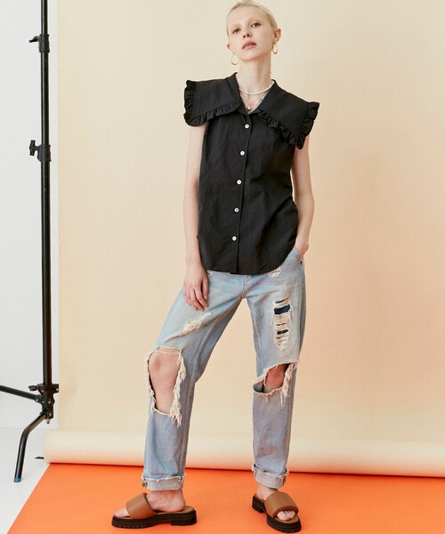 INella(イネラ)の「【INella/イネラ】フリルオープンカラーシャツ(シャツ/ブラウス・レディース・ホワイト/ラベンダー/ブラック・FREE)」の17枚目の写真