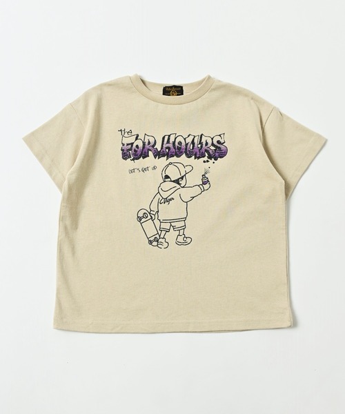 Life Support Products（ライフサポートプロダクツ）の「半袖プリントT（80～150cm）（Tシャツ/カットソー・キッズ・ライトブルー/ブラック/ベージュ/オフホワイト/カーキ/イエロー/ブルー/杢グレー/チャコール/テラコッタ・90/100/110/120/80/130/95/140/150）」の6枚目の写真
