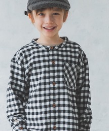 【かぞくおそろい】スタンドカラーポケット付き長袖シャツ