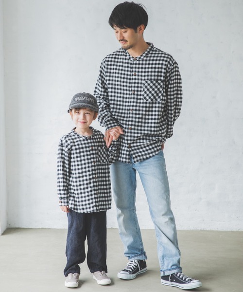 pairmanon（ペアマノン）の「【かぞくおそろい】スタンドカラーポケット付き長袖シャツ（シャツ/ブラウス・キッズ・ブラック系その他2/ベージュ系その他2/ブルー系その他2/ブルー系その他4・110/120/150/140/130/100/90）」の10枚目の写真