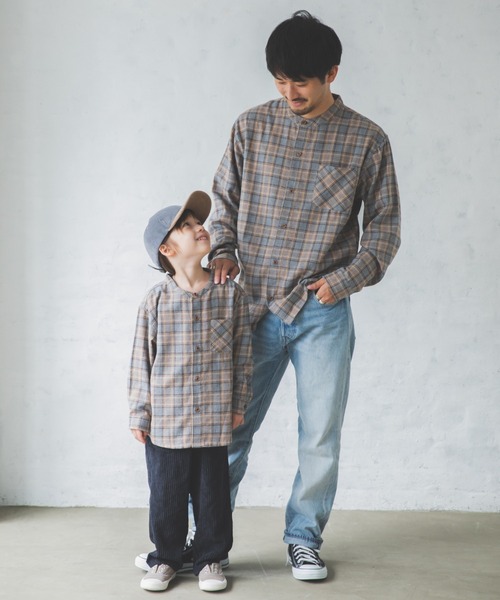 pairmanon（ペアマノン）の「【かぞくおそろい】スタンドカラーポケット付き長袖シャツ（シャツ/ブラウス・キッズ・ブラック系その他2/ベージュ系その他2/ブルー系その他2/ブルー系その他4・110/120/150/140/130/100/90）」の16枚目の写真