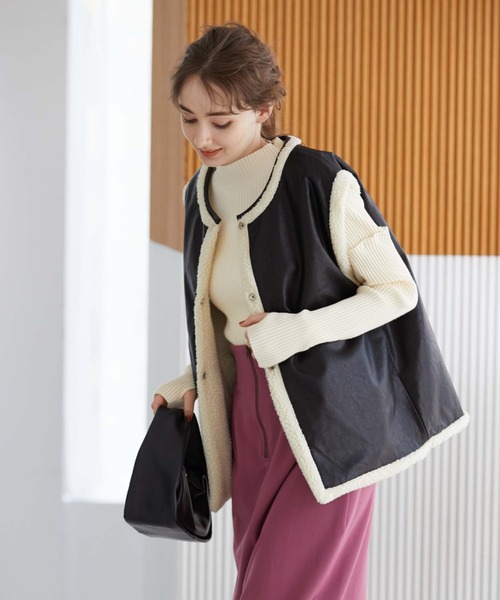 archives（アルシーヴ）の「袖取り外しリブニット（ニット/セーター・レディース・ブラック/ベージュ/ブラウン/アイボリー・MEDIUM）」の2枚目の写真