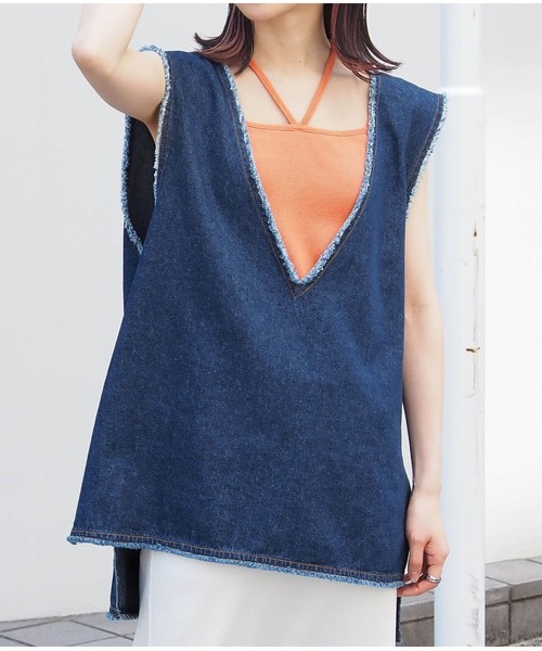 tiptop（ティップトップ）の「【ZOZO限定アイテム】フリンジ使いVネックベスト（ベスト・レディース・ブラウン/ブラック/カーキ/アイボリー/ホワイト系その他/ブラック系その他/ブルー・FREE）」の7枚目の写真