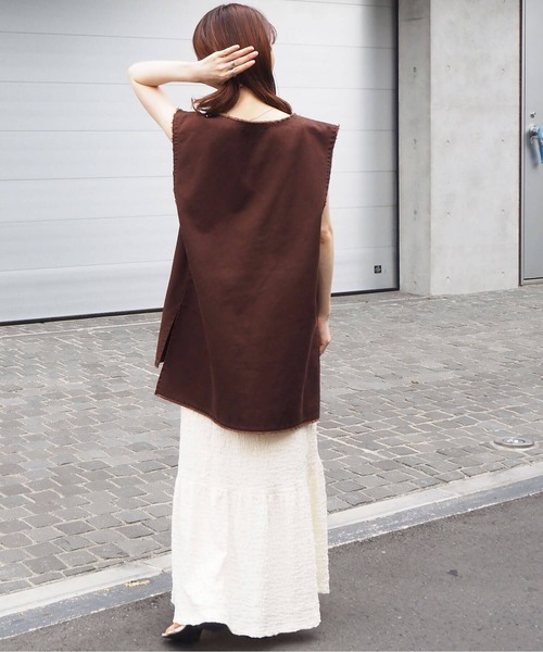 45rpm フリンジ付きブラウンノースリーブベスト THE NORTH FACE - ノースフェイス ND92338 ヌプシ ダウンベスト L