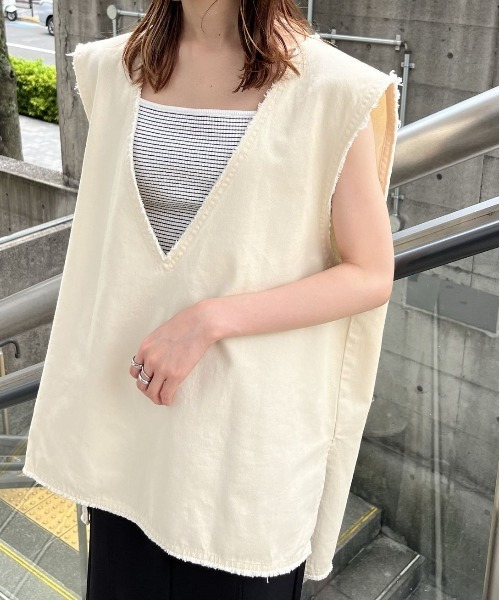 セール】【ZOZO限定アイテム】フリンジ使いVネックベスト