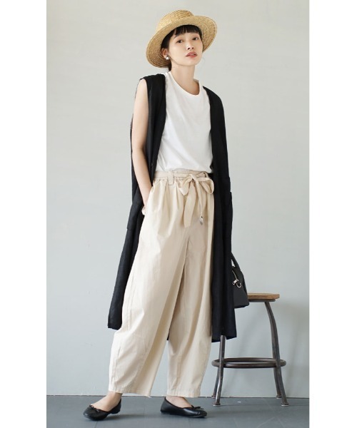 apartment department(アパートメントデパートメント)の「リボンベルト付 コクーンパンツ(その他パンツ・レディース・マスタード/アイボリー・M)」の5枚目の写真