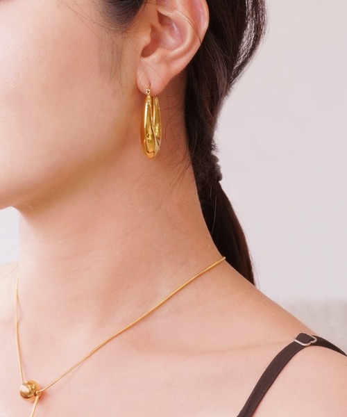 IAMUSE(アイアミューズ)の「金属アレルギー対応 ポインテッドオーバルフープピアス S0743【IAMUSE】(ピアス(両耳用)・レディース・シルバー/ゴールド・FREE)」の10枚目の写真