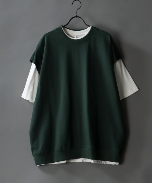 SITRY（シトリー）の「Big silhouette sweat vest×wide T-shirt/ビッグシルエット スウェットベスト×ワイドTシャツ（ベスト・メンズ・ブラック/サックスブルー/グリーン/グレイッシュベージュ・M/L/XL）」の3枚目の写真