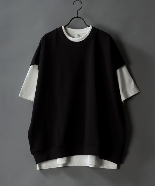 SITRY（シトリー）の「Big silhouette sweat vest×wide T-shirt/ビッグシルエット スウェットベスト×ワイドTシャツ（ベスト・メンズ・ブラック/サックスブルー/グリーン/グレイッシュベージュ・M/L/XL）」の2枚目の写真