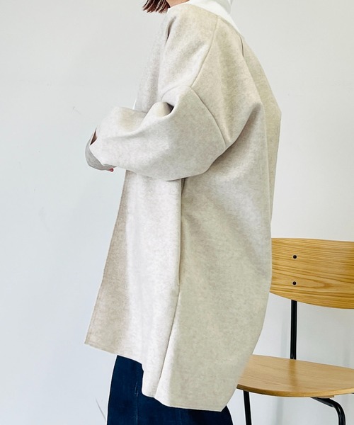 HYKE ハイク メルトン ノーカラーコート 中古・古着通販】HYKE (ハイク) ウールメルトンノーカラーコート