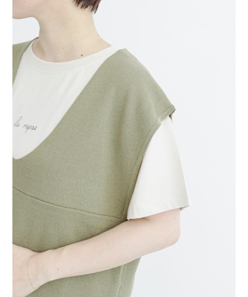 Lugnoncure（ルノンキュール）の「Vネックベスト（ベスト・レディース・カーキ/ベージュ/ブラック・ﾌﾘ-）」の10枚目の写真