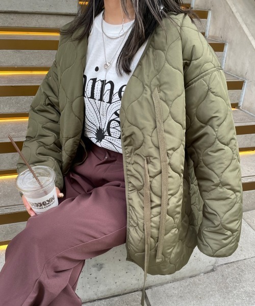 nemne store(ネンネストア)の「リボンキルティングブルゾン(ブルゾン・レディース・ブラウン/カーキ/アイボリー・フリー)」の3枚目の写真
