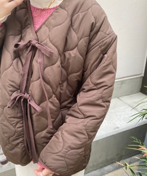 nemne store(ネンネストア)の「リボンキルティングブルゾン(ブルゾン・レディース・ブラウン/カーキ/アイボリー・フリー)」の10枚目の写真