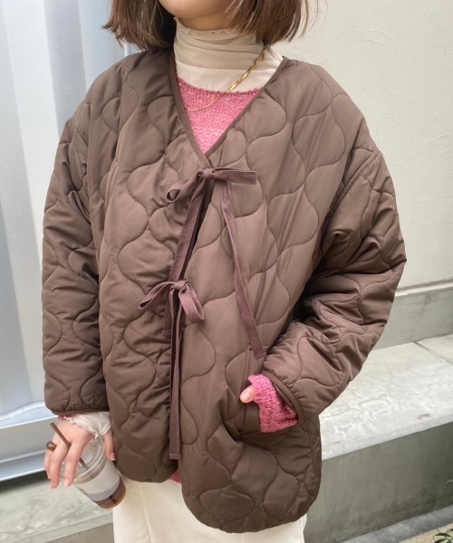 nemne store(ネンネストア)の「リボンキルティングブルゾン(ブルゾン・レディース・ブラウン/カーキ/アイボリー・フリー)」の12枚目の写真