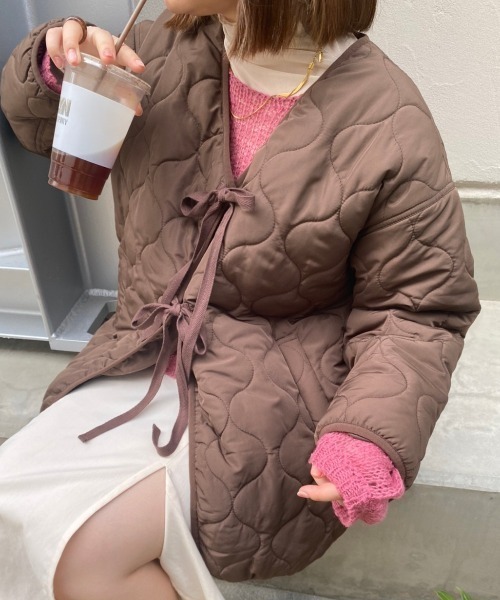 nemne store(ネンネストア)の「リボンキルティングブルゾン(ブルゾン・レディース・ブラウン/カーキ/アイボリー・フリー)」の14枚目の写真
