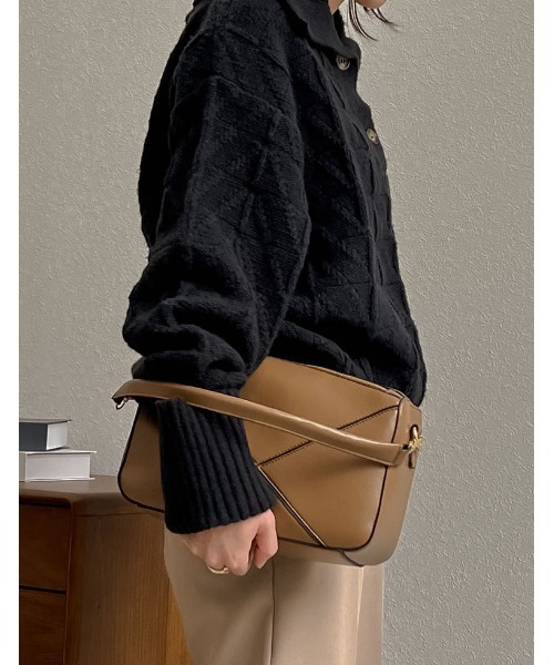 Re:EDIT（リエディ）の「トライアングル切替えハンドバッグ（ハンドバッグ・レディース・ホワイト/キャメル/ブラック・FREE）」の5枚目の写真