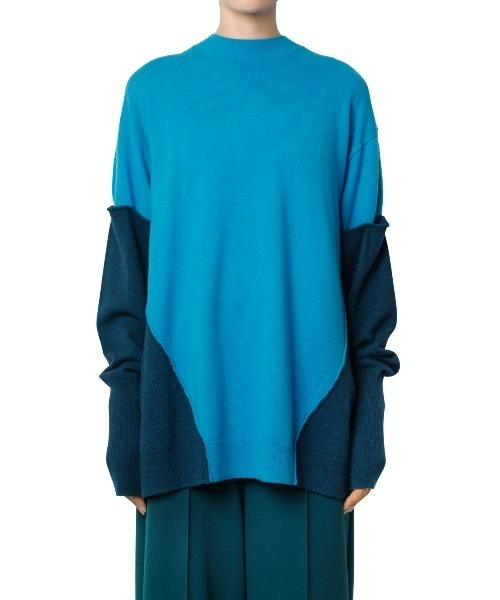 LE CIEL BLEU（ルシェルブルー）の「コントラストカラーニットトップ / Contrust Color Knit Top（ニット/セーター・レディース・ベージュ/グレー/ターコイズブルー・36）」の13枚目の写真