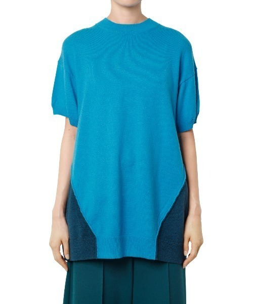 LE CIEL BLEU（ルシェルブルー）の「コントラストカラーニットトップ / Contrust Color Knit Top（ニット/セーター・レディース・ベージュ/グレー/ターコイズブルー・36）」の10枚目の写真