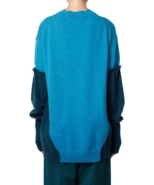 LE CIEL BLEU（ルシェルブルー）の「コントラストカラーニットトップ / Contrust Color Knit Top（ニット/セーター・レディース・ベージュ/グレー/ターコイズブルー・36）」の4枚目の写真