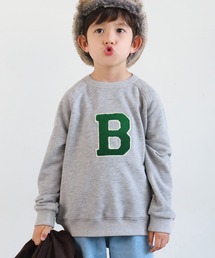 キッズ 裏毛イニシャルワッペンラグラントレーナー