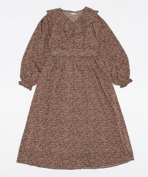 axes femme POETIQUE（アクシーズファムポエティック）の「ラッフルフリル襟ロングＯＰ（ワンピース・レディース・ベージュ/ブラック/ブラウン・MEDIUM）」の6枚目の写真