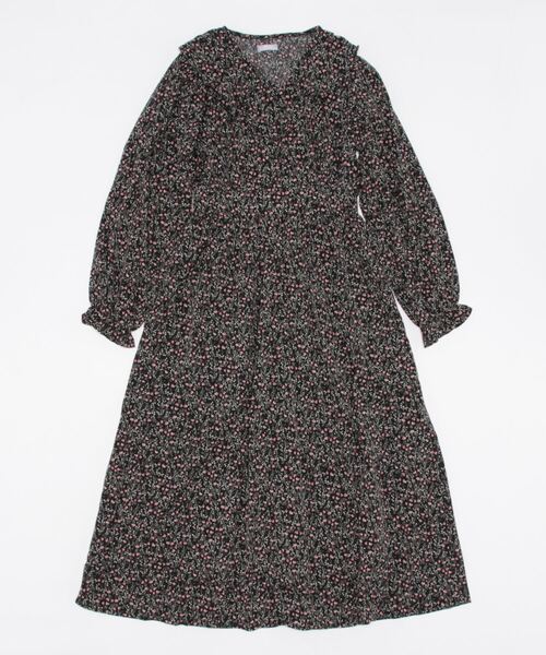 axes femme POETIQUE（アクシーズファムポエティック）の「ラッフルフリル襟ロングＯＰ（ワンピース・レディース・ベージュ/ブラック/ブラウン・MEDIUM）」の7枚目の写真