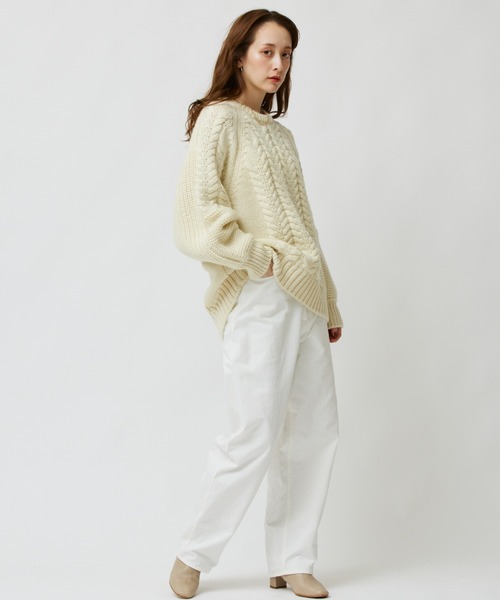 BABYLONE(バビロン)の「ケーブルニット(ニット/セーター・レディース・アイボリー/ブラウン・フリー)」の3枚目の写真