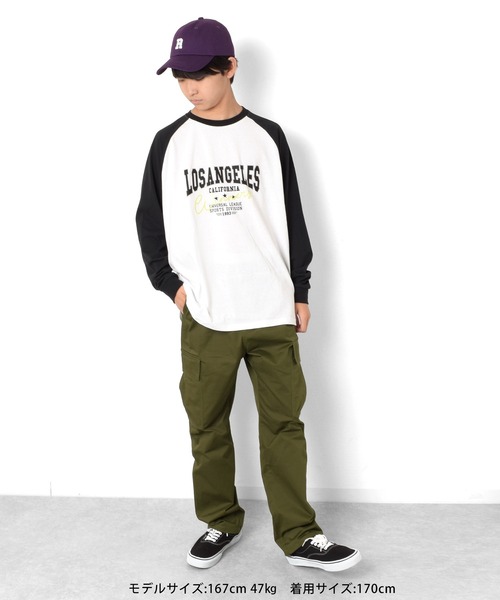 GLAZOS(グラソス)の「ロゴプリントラグランTシャツビッグシルエット(Tシャツ/カットソー・キッズ・ブラック/グレー/ライトグリーン・140cm/150cm/160cm/170cm)」の13枚目の写真
