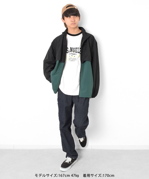 GLAZOS(グラソス)の「ロゴプリントラグランTシャツビッグシルエット(Tシャツ/カットソー・キッズ・ブラック/グレー/ライトグリーン・140cm/150cm/160cm/170cm)」の11枚目の写真