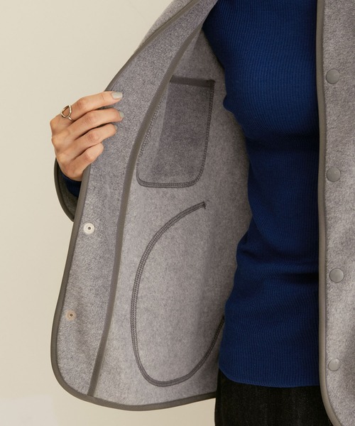 DANTON フリース カラーレス コート 38 グレー 新品未使用 DANTON ノーカラーフリース ジャケット 38 グレー 即日発送