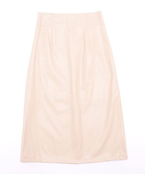 Q（キュー）の「フェイクレザーナロースカート（スカート・レディース・ベージュ/オリーブ・MEDIUM）」の4枚目の写真