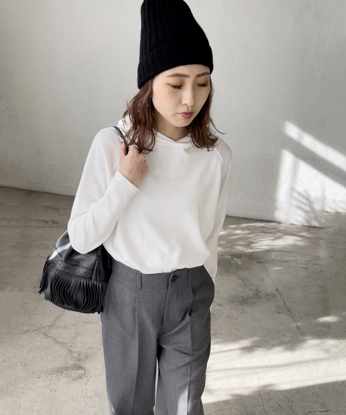 WILLIAM BRUNTON（ウィリアムブラントン）の「【WILLIAM BRUNTON / ウィリアム ブラントン】リブニットボウ（ニットキャップ/ビーニー・レディース・ホワイト/チャコールグレー/ブラック・FREE）」の6枚目の写真