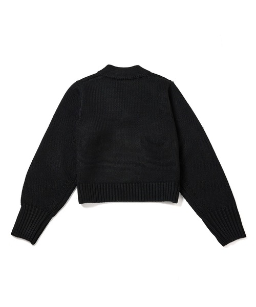 M TO R（ムウトアール）の「［TOPS］CROPPED LETTERED V-NECK KNIT（ニット/セーター・レディース・グリーン系その他/ブラック・FREE）」の9枚目の写真