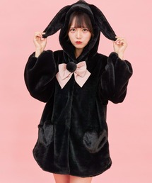 【あめ】⭐️美品⭐️Secret Honey うさ耳ファーコート 白 Secret Honey（シークレットハニー）の「うさ耳ファーコート