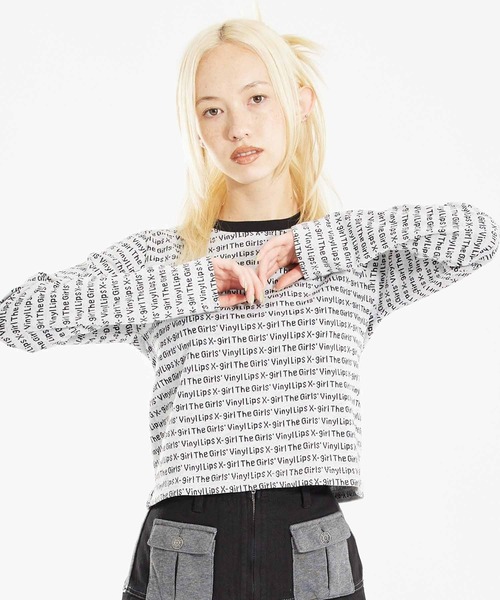 X-girl(エックスガール)の「JACQUARD L/S TOP(Tシャツ/カットソー・レディース・ブラック/ホワイト/イエロー・S/M)」の4枚目の写真